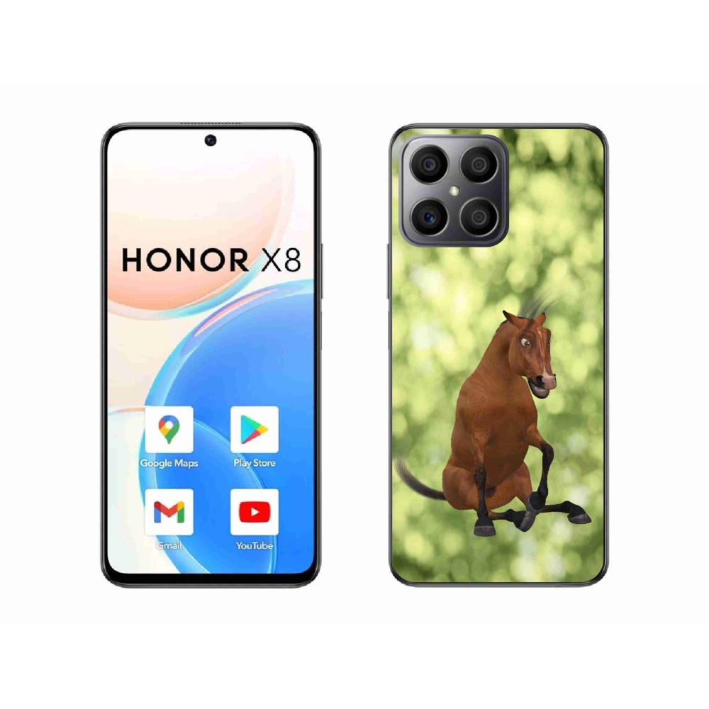 Zselés borító mmCase a Honor X8-hoz - barna rajzfilm ló 1