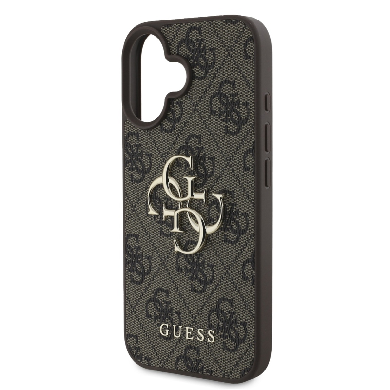 Guess PU 4G fém logós hátlap iPhone 16-hoz Barna barna