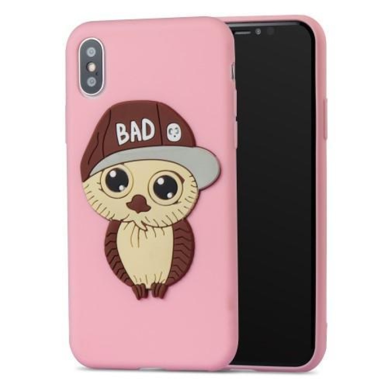 3D fiú szilikon tok iPhone X készülékhez - rózsaszín
