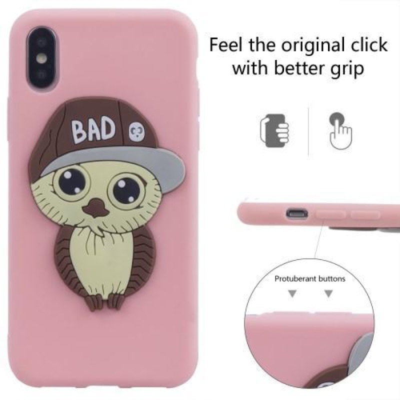 3D fiú szilikon tok iPhone X készülékhez - rózsaszín