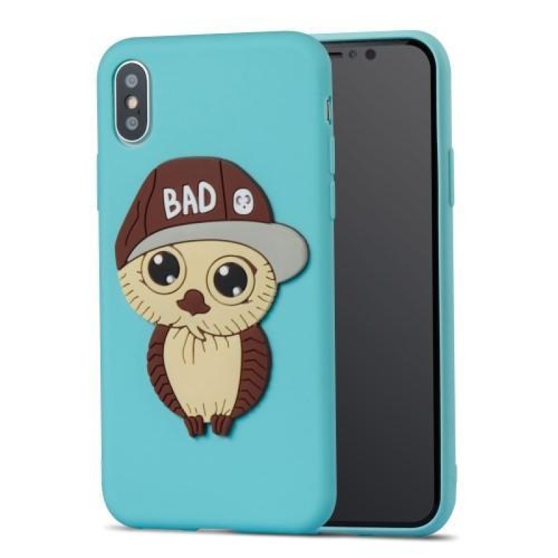 3D fiú szilikon tok iPhone X készülékhez - világoskék