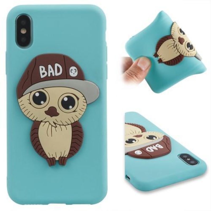 3D fiú szilikon tok iPhone X készülékhez - világoskék
