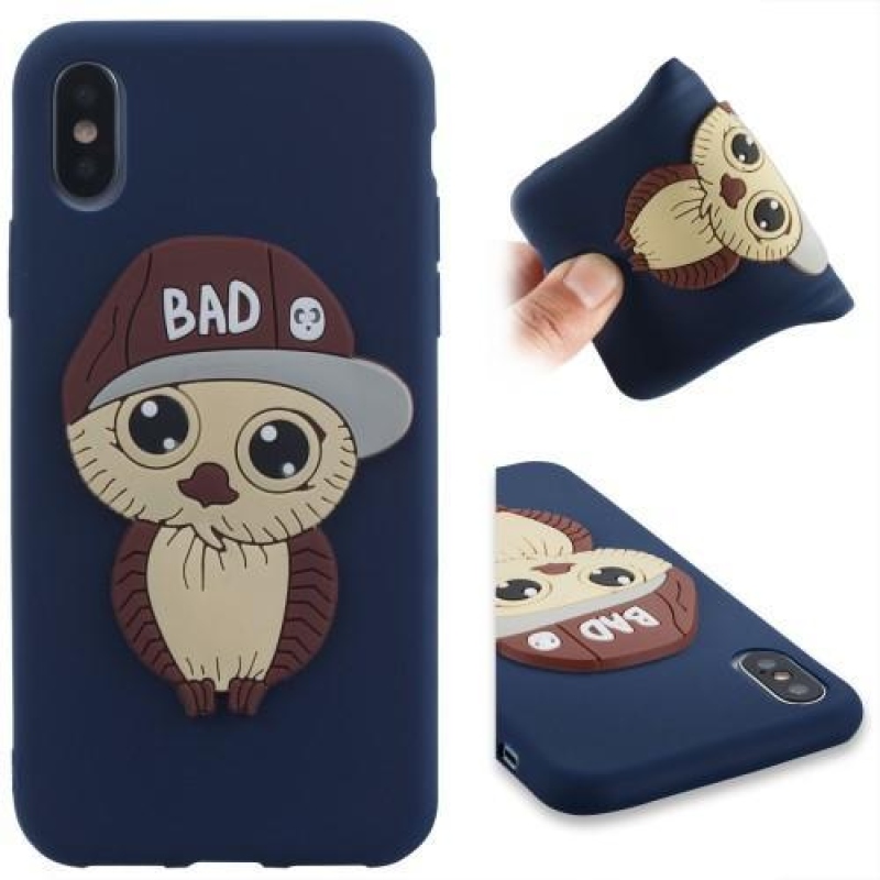 3D fiú szilikon tok iPhone X készülékhez - sötétkék