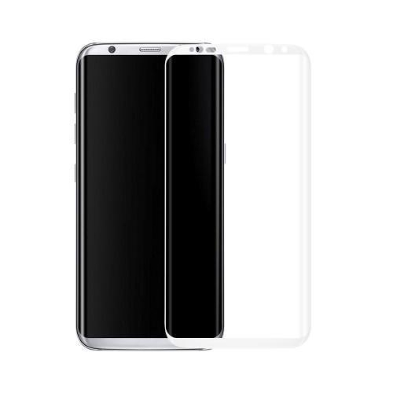 3D teljes képernyő rögzítésű edzett üveg Samsung Galaxy S8 kijelzőhöz - fehér szegéllyel