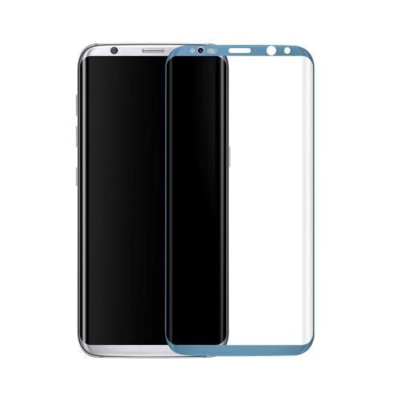 3D teljes képernyő rögzítésű edzett üveg Samsung Galaxy S8 kijelzőhöz - kék szegéllyel