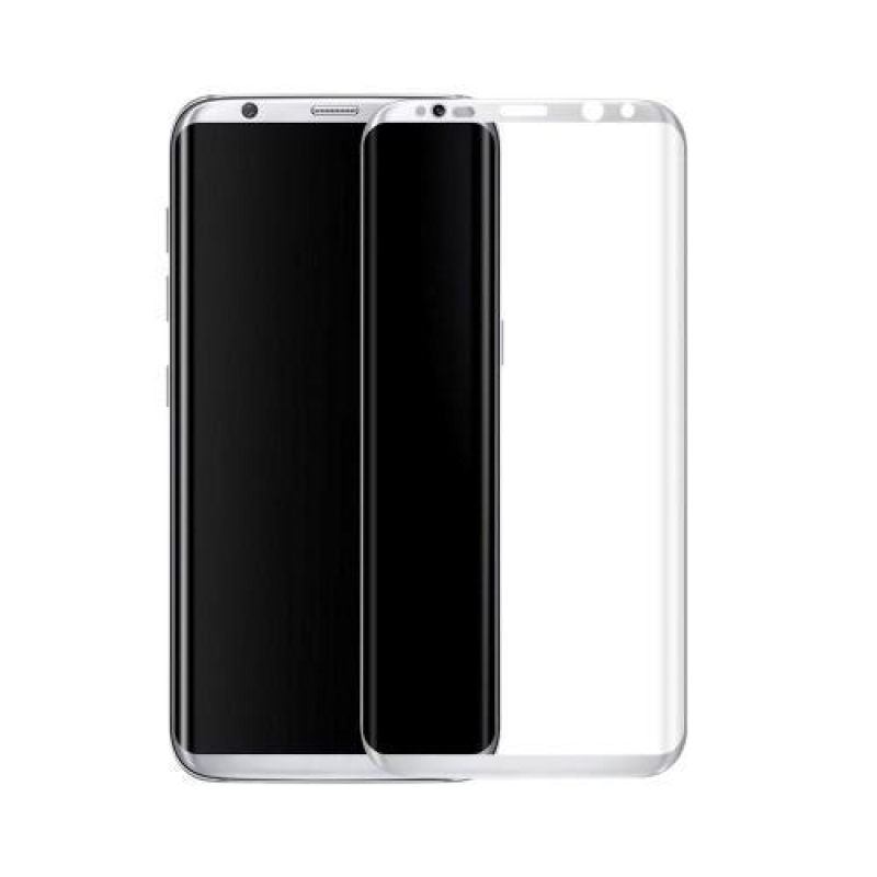 3D teljes képernyő rögzítésű edzett üveg Samsung Galaxy S8 Plus-hoz - ezüst szegély