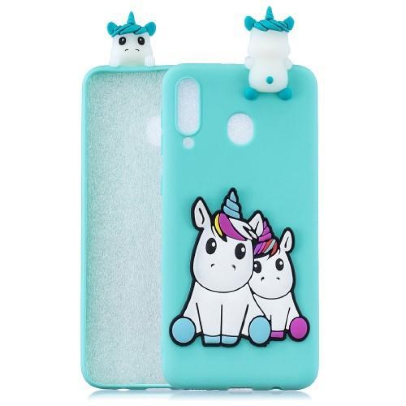 3D mintás zselés tok Samsung Galaxy M20 készülékhez - két egyszarvú