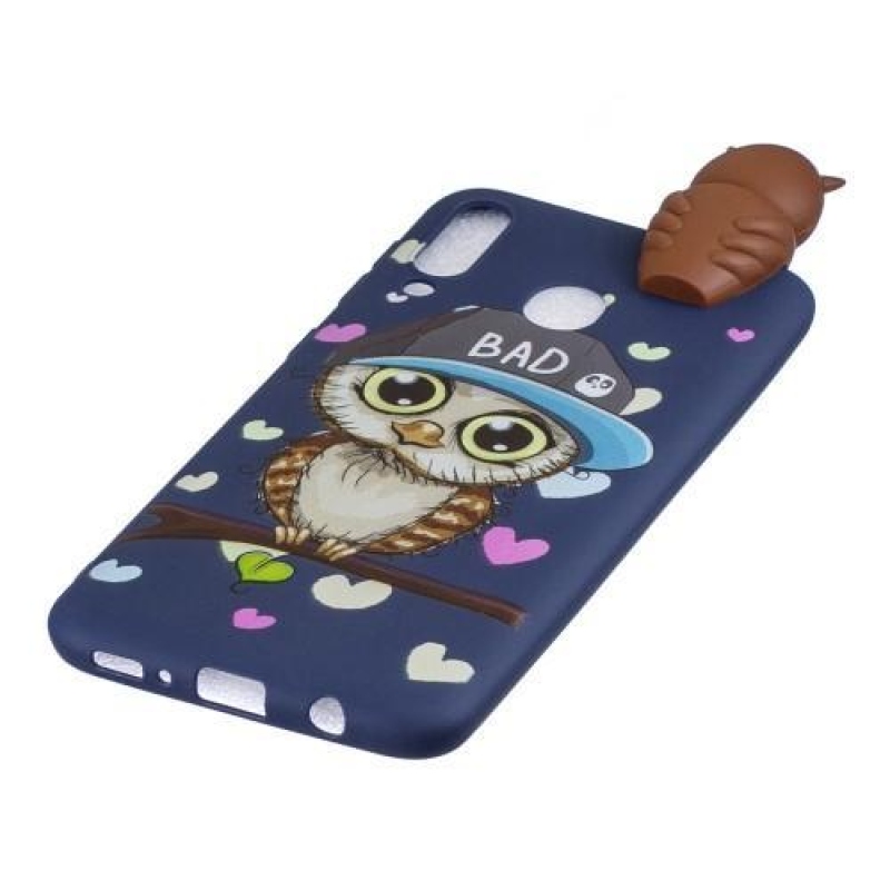 3D mintás zselés tok Samsung Galaxy M20 készülékhez - bagoly sapkával