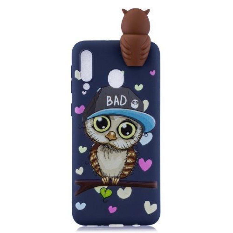 3D mintás zselés tok Samsung Galaxy M20 készülékhez - bagoly sapkával