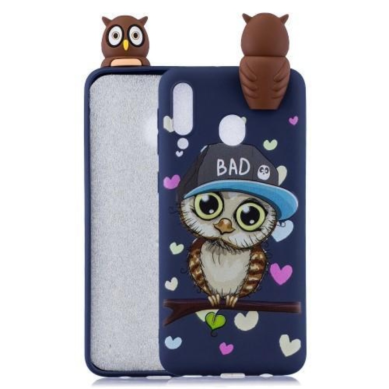 3D mintás zselés tok Samsung Galaxy M20 készülékhez - bagoly sapkával