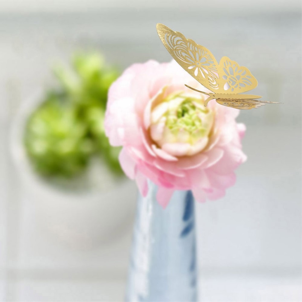 3D matricák pillangók a falra és a bútorokra (12 db) - arany pillangók