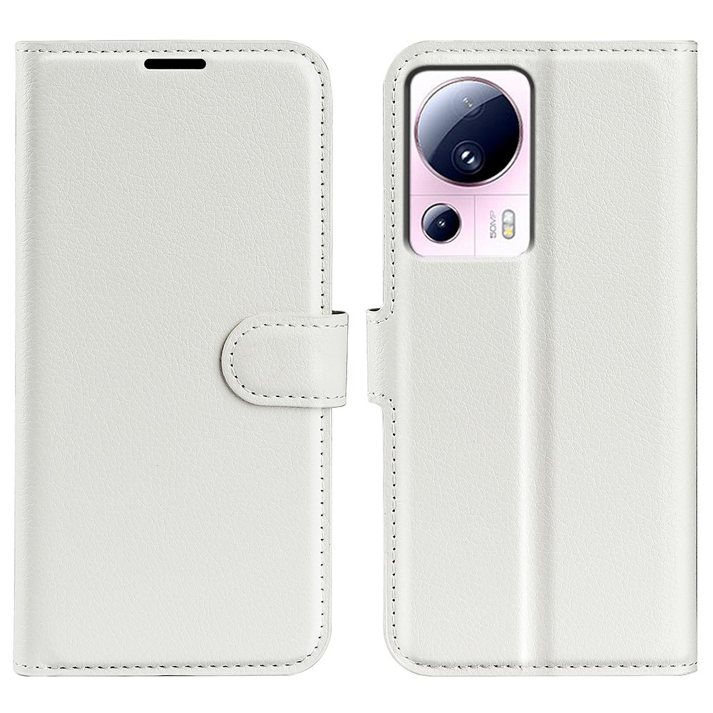 Litchi könyv tok Xiaomi 13 Lite-hoz - fehér