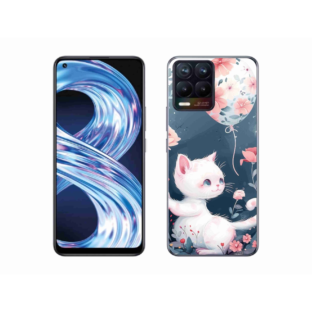 Gél borítás mmCase a Realme 8 Pro-hoz - cica lufival