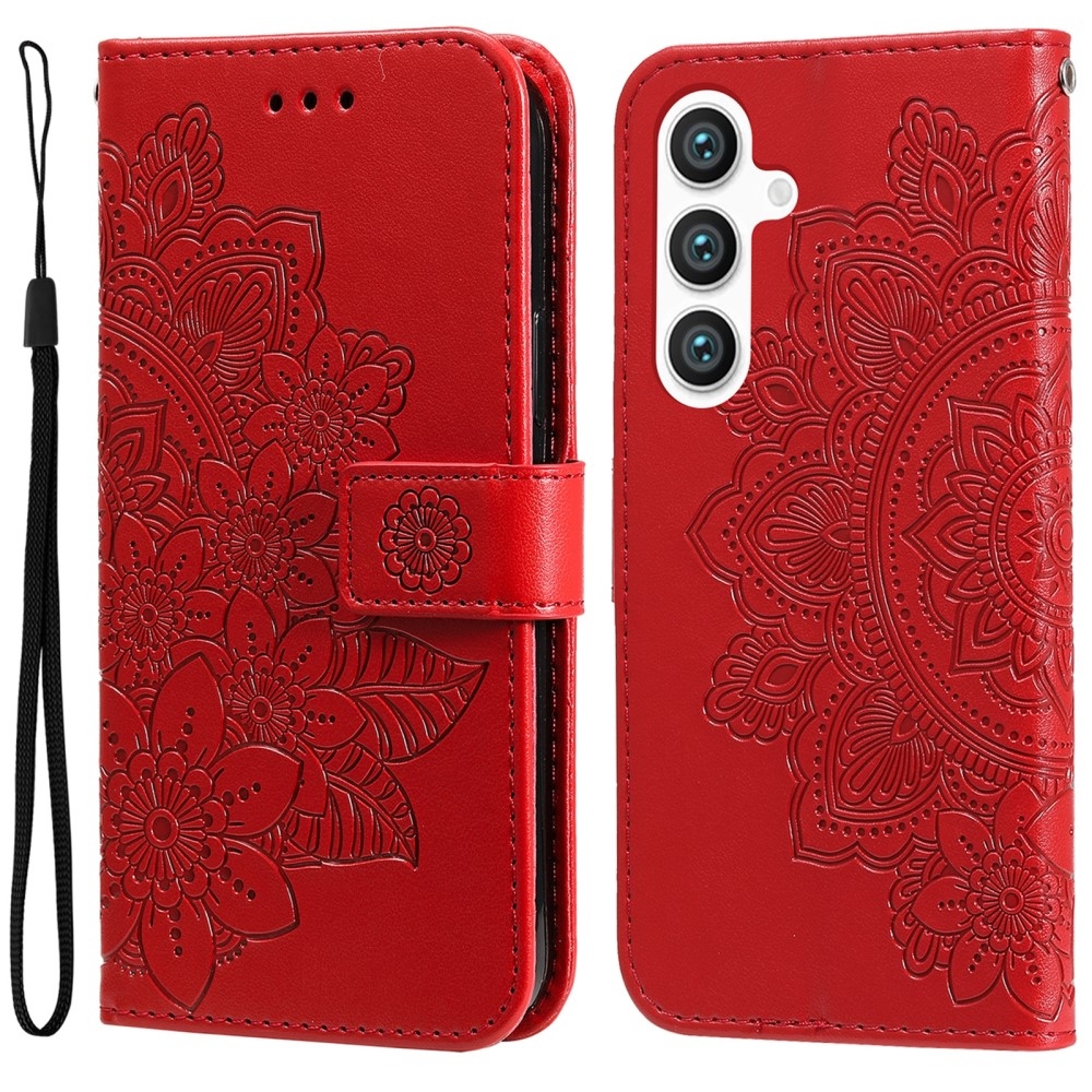 Virágos könyves tok Samsung Galaxy S25+ készülékhez - piros