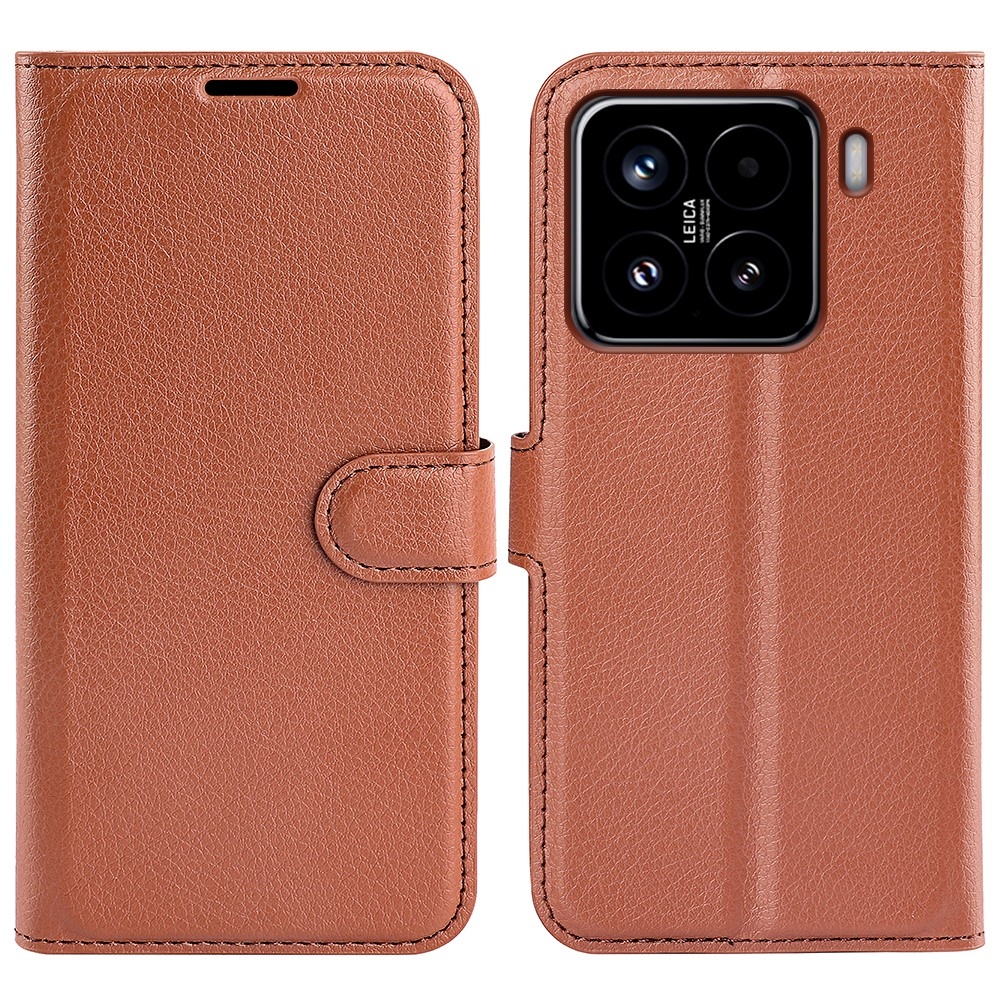 Litchi könyv tok a Xiaomi 15-öshöz - barna