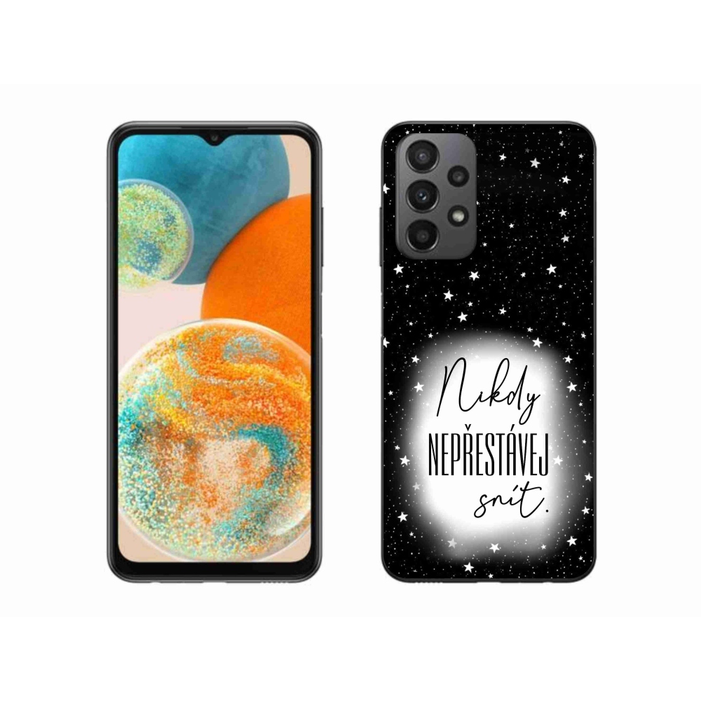 Gél borítás mmCase Samsung Galaxy A23 4G/5G - idézet 1 fehér és fekete háttérrel
