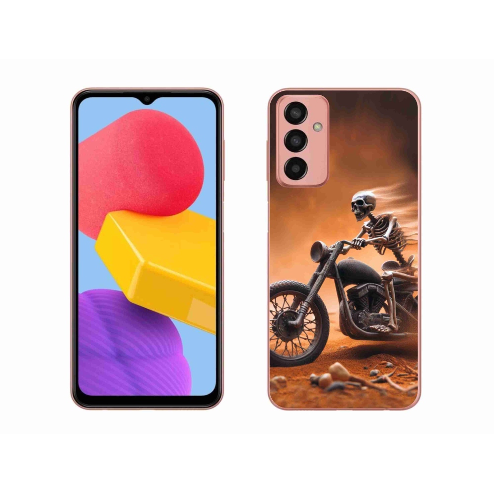 Gél borító mmCase Samsung Galaxy M13 készülékhez - csontváz egy motorkerékpáron
