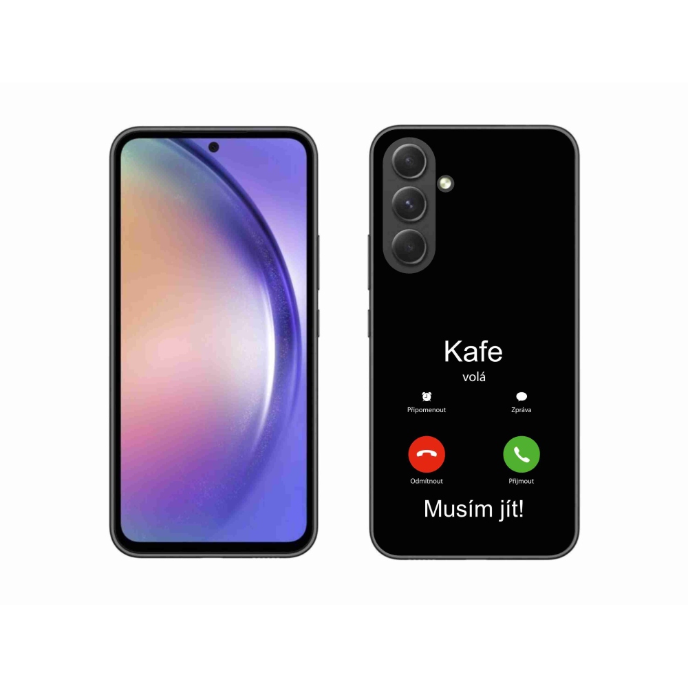 Gél borítás mmCase Samsung Galaxy A54 5G - kávé hívó fekete háttérrel