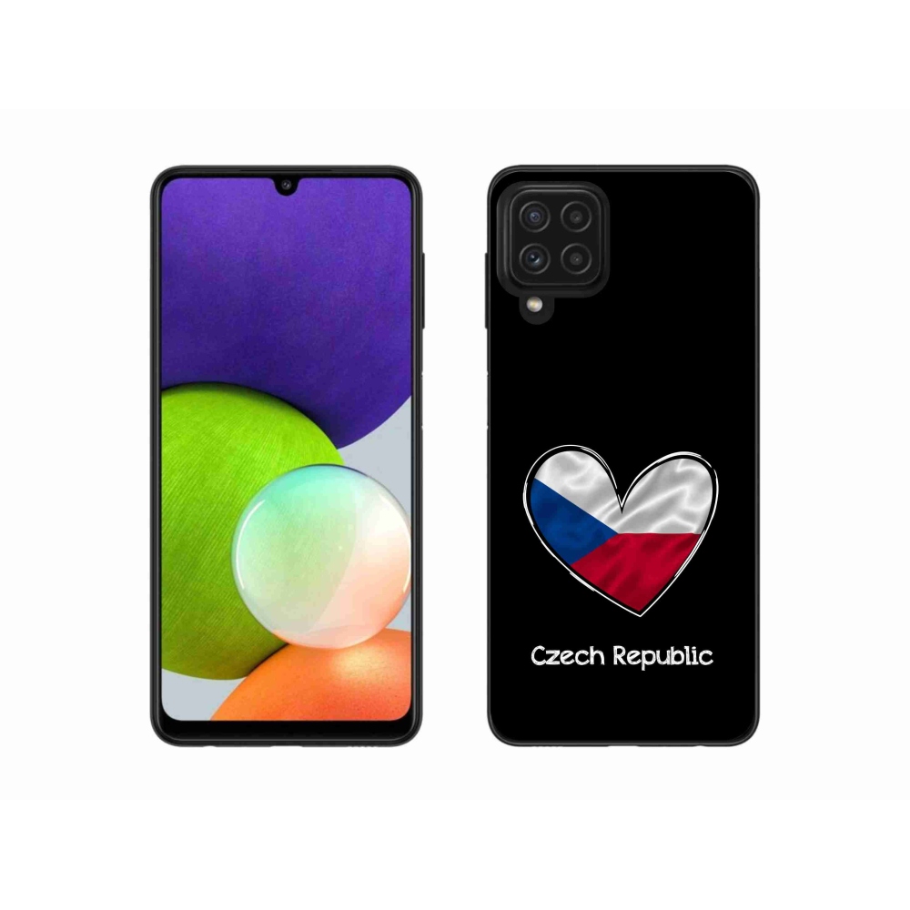 Gél borító mmCase Samsung Galaxy A22 4G - zászló szív fekete háttérrel
