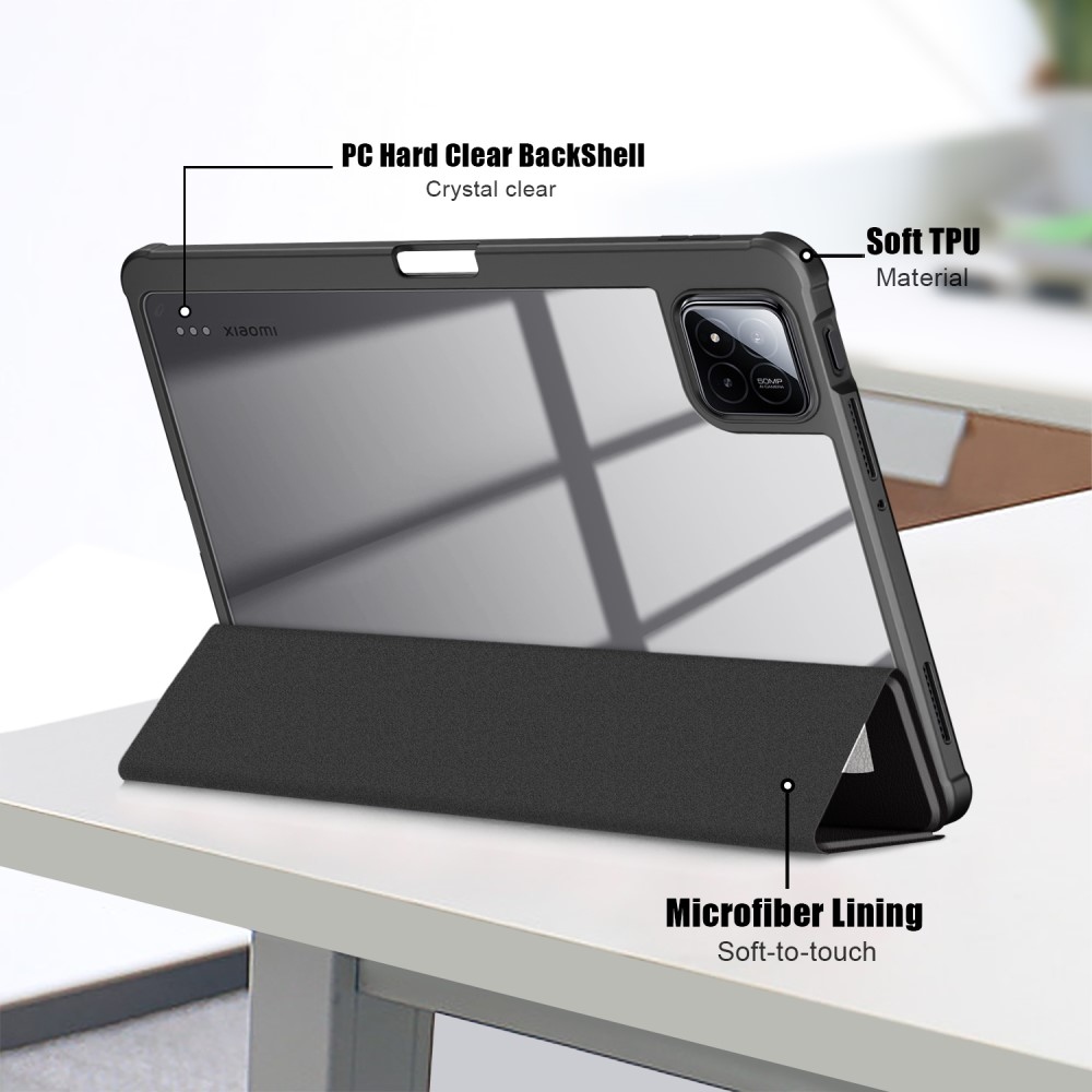 Mintás intelligens pozícionáló tok átlátszó hátlappal Xiaomi Pad 7/7 Pro tablethez - ne érintse meg