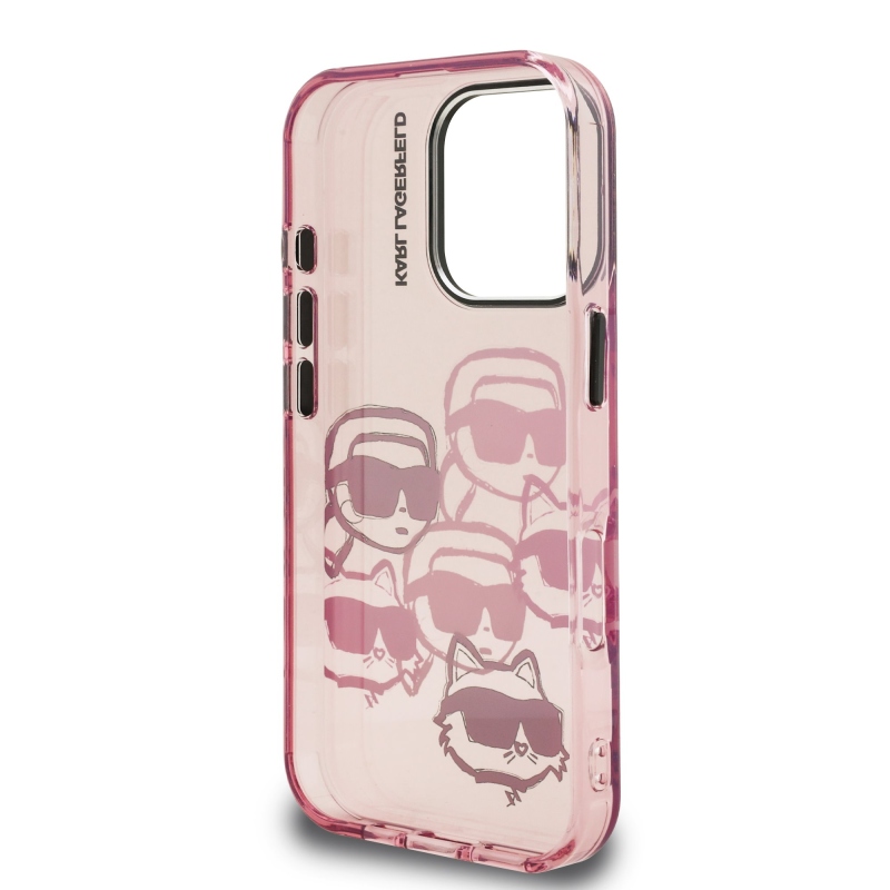 Karl Lagerfeld IML Multi K&CH Heads hátlapi borító iPhone 16 Pro Max készülékhez rózsaszínű