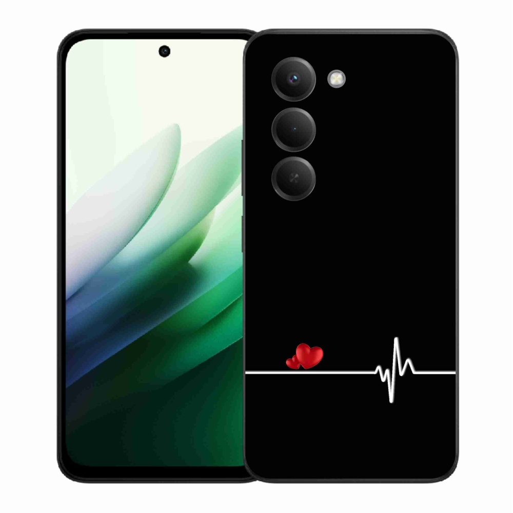 Gél borító mmCase a Xiaomi Redmi 15 5G-hez - szív és szívverés fekete háttérrel