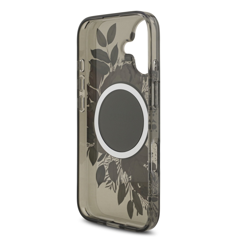Guess IML Flowers Strap MagSafe hátlapi borító iPhone 17 Fekete