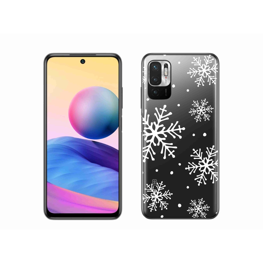 Gél borítás mmCase a Xiaomi Poco M3 Pro/5G készülékhez - fehér pelyhek átlátszó háttéren