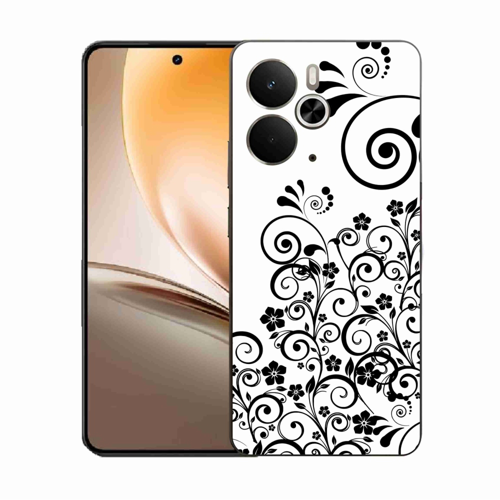 Gél borító mmCase a Realme 14 5G készülékhez - fekete és fehér virágmintás