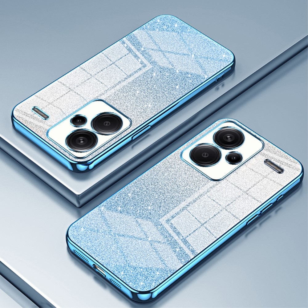 Vágott zselés csillogó tok a Xiaomi Redmi Note 13 Pro+ 5G számára - kék