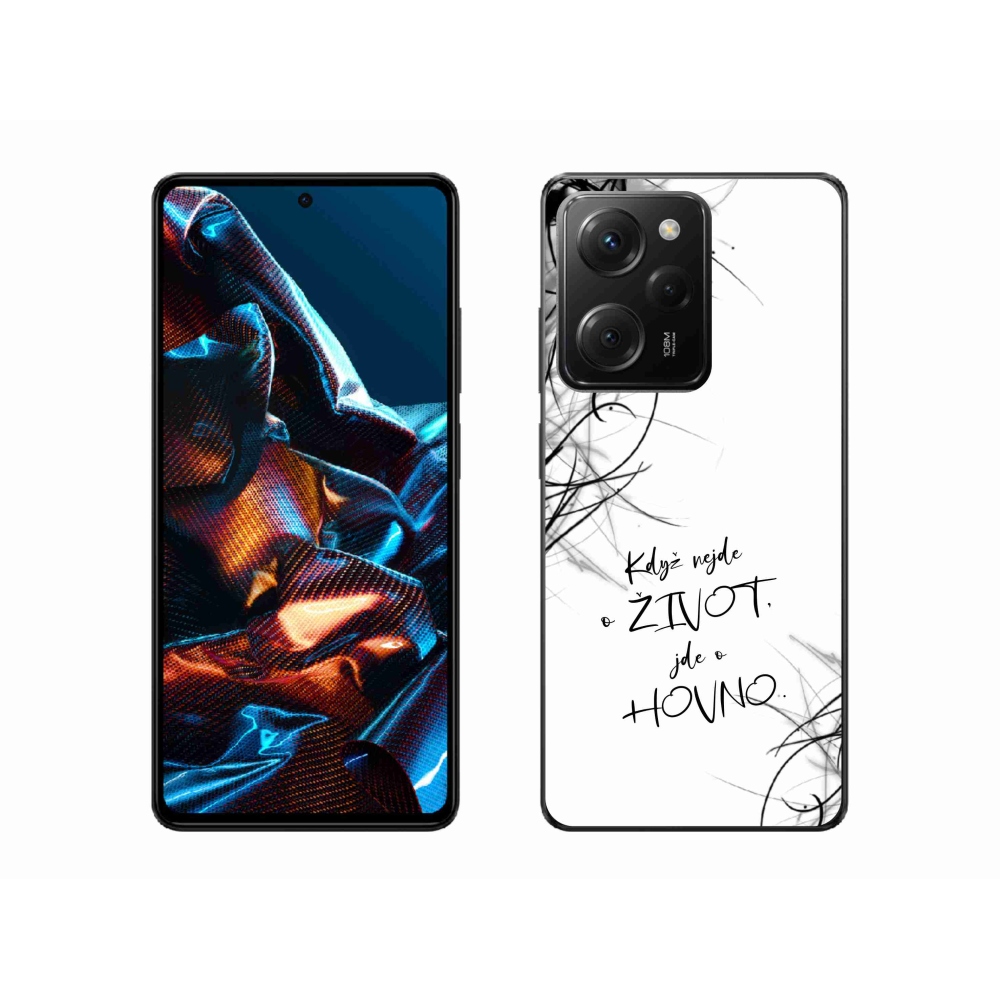 Gél borító mmCase a Xiaomi Poco X5 Pro 5G számára - vicces szöveg 16 fehér háttér