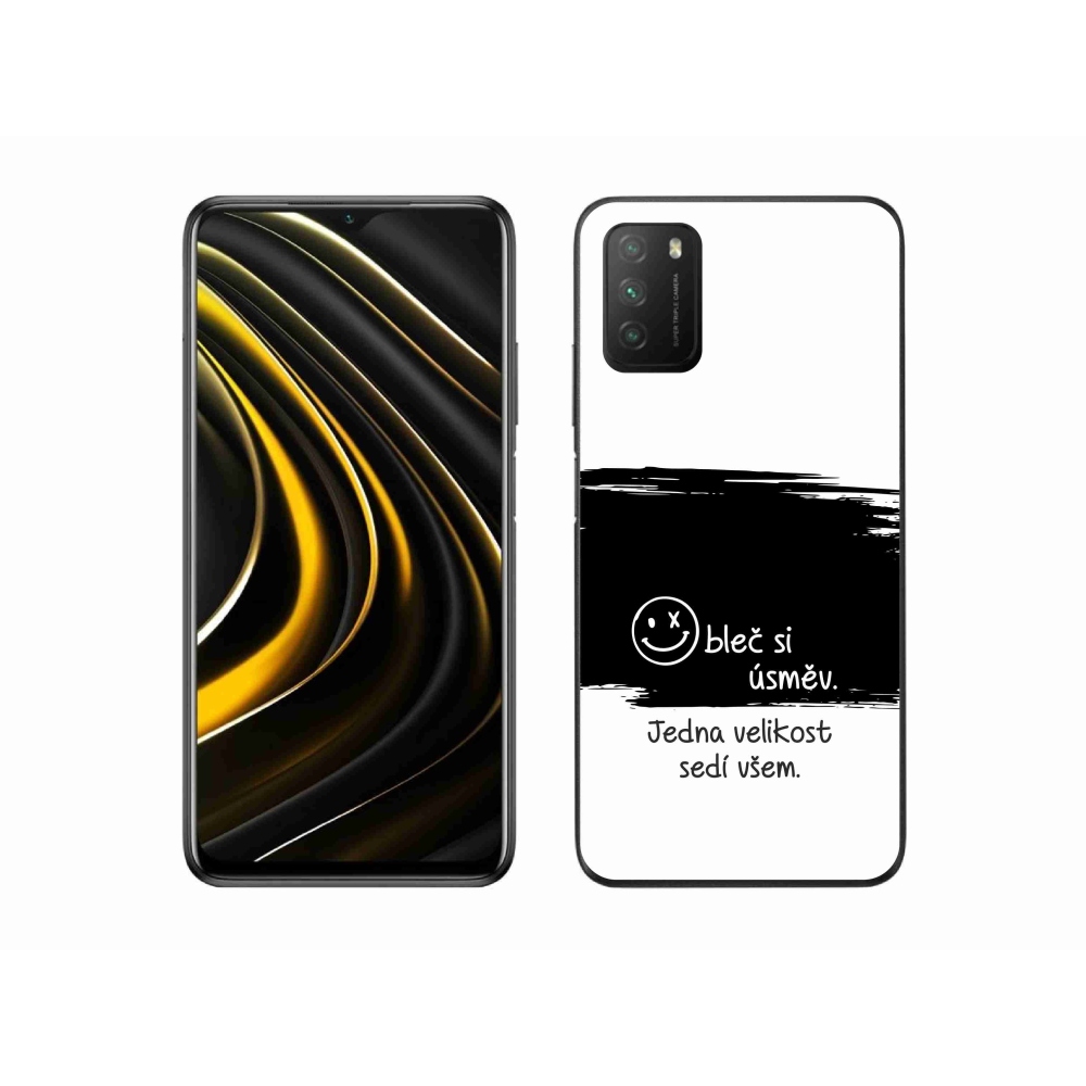 Gél borító mmCase a Xiaomi Poco M3-hoz - vicces szöveg 8 fekete és fehér háttérrel