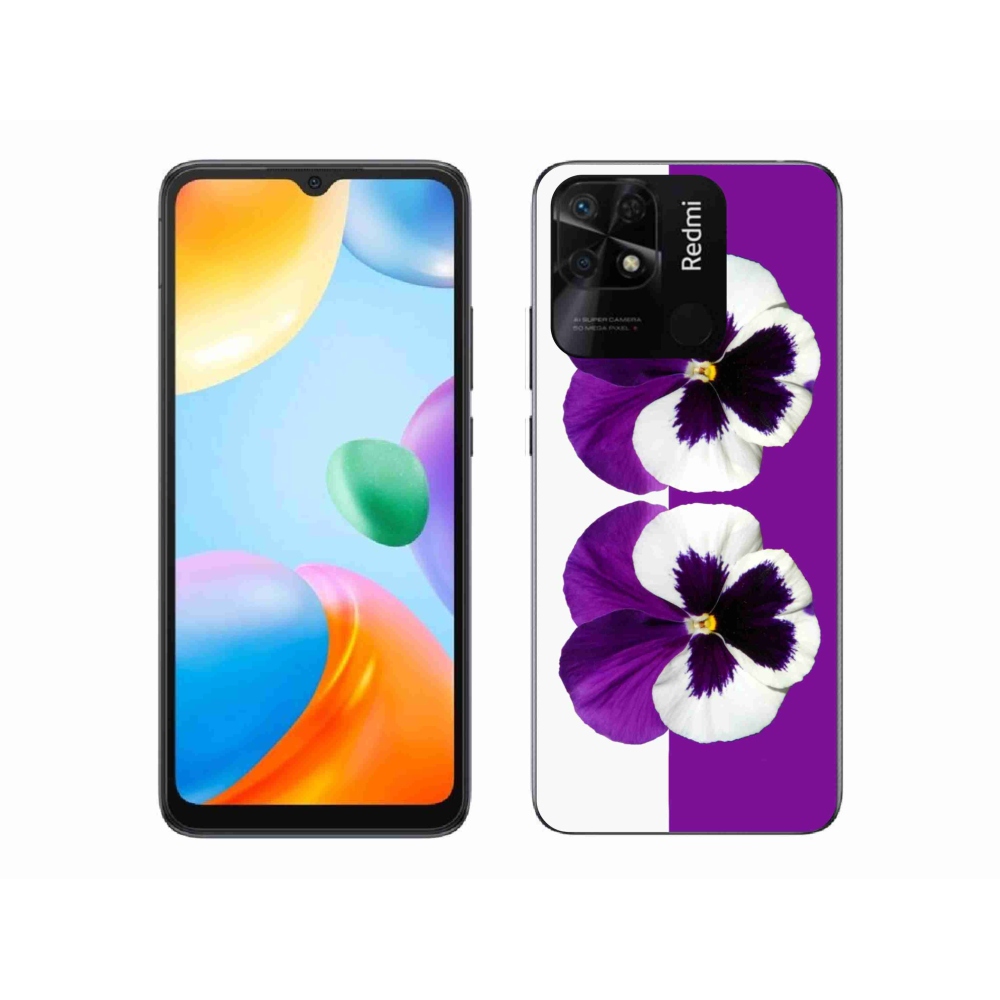 Gél borító mmCase a Xiaomi Redmi 10C-hez - lila és fehér virág