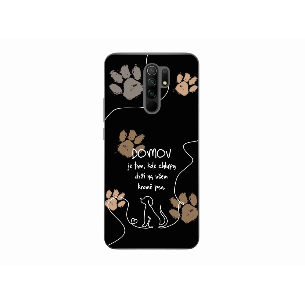 Gél borítás mmCase a Xiaomi Redmi 9-hez - kutya motívum fekete háttérrel