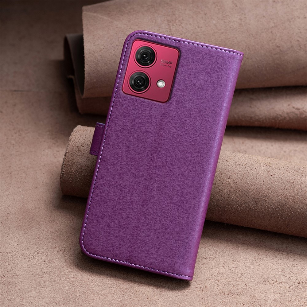 BNF könyv tok Motorola Moto G84 5G - sötétlila színű tok