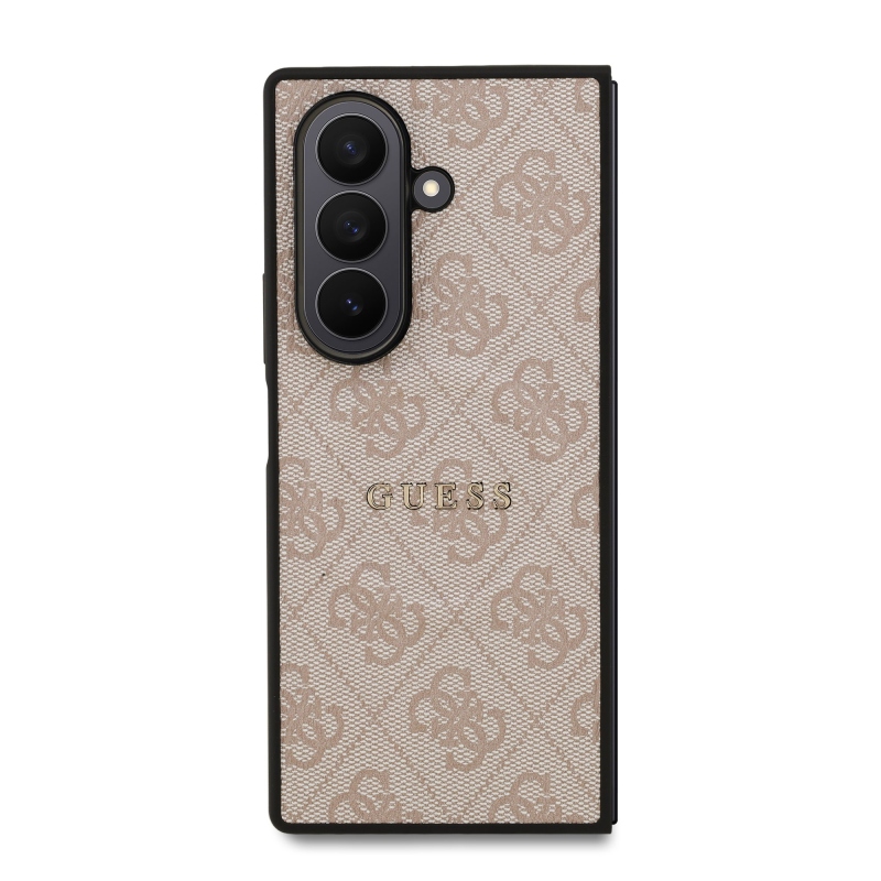 Guess PU bőr 4G színes gyűrű mágneses hátlap Samsung Galaxy Z Fold 7 rózsaszín