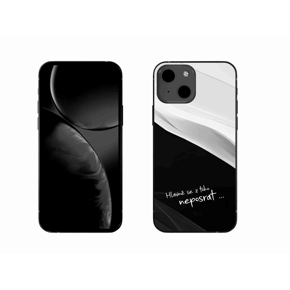 Gél borító mmCase iPhone 13 6.1 készülékhez - vicces szöveg 13 fekete és fehér háttérrel
