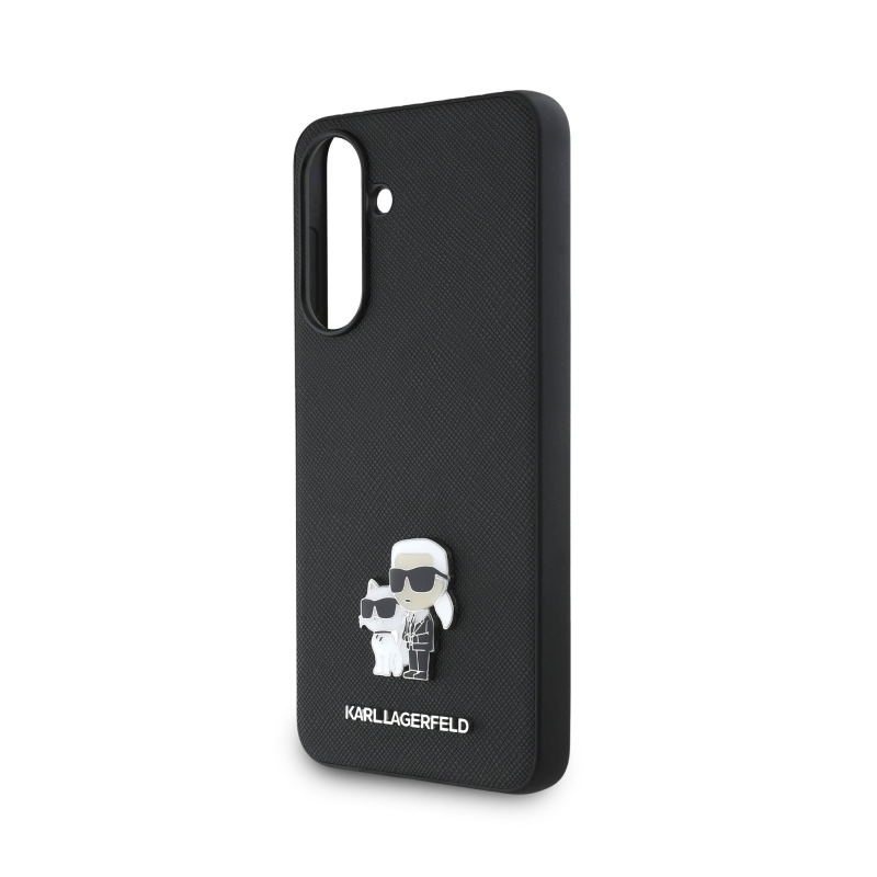 Karl Lagerfeld PU Saffiano fém Karl és Choupette hátlap Samsung Galaxy A56-hoz Fekete