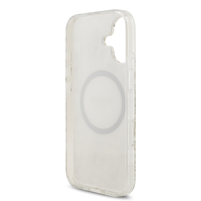 Guess IML Virágok Allover Strap MagSafe hátlapi borító iPhone 17 Fehér