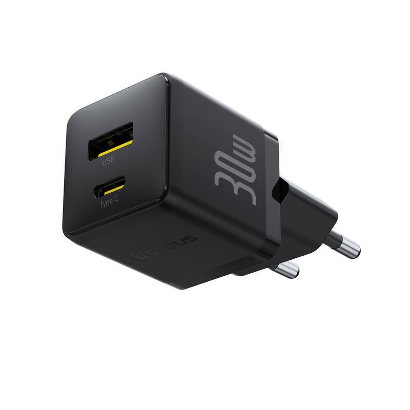 Baseus Palm gyors töltő USB-A + USB-C 30W Fekete