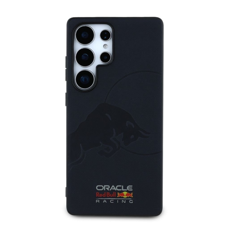 Red Bull Bőr hálós, dombornyomott logóval ellátott MagSafe hátlap a Samsung Galaxy S25 Ultra Navy számára