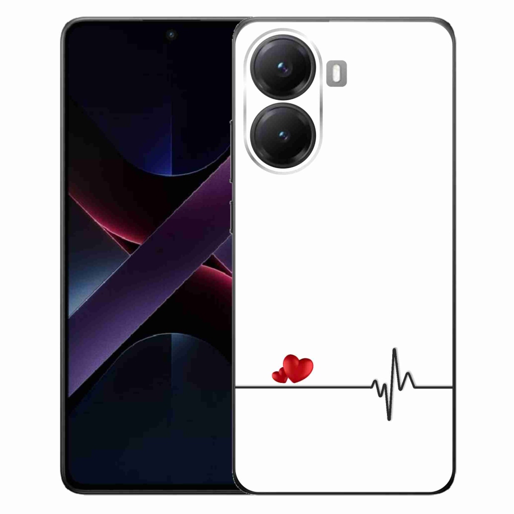 Gél borító mmCase a Xiaomi Poco X7 Pro 5G számára - szív és szívverés fehér háttérrel