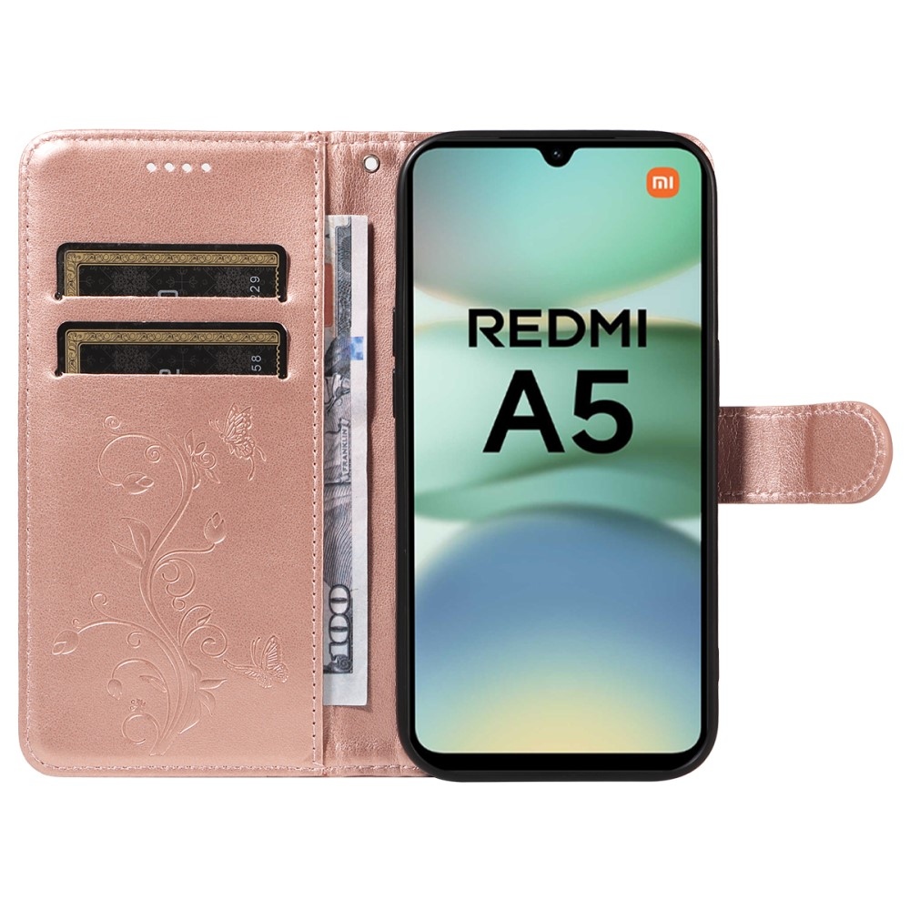 Virágok könyv tok Xiaomi Redmi A5 (173.45x79.35x8.45mm) - rózsa arany