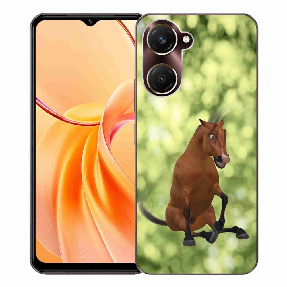 Zselés borítás mmCase a Vivo Y28s 5G-hez - barna rajzfilm ló 1
