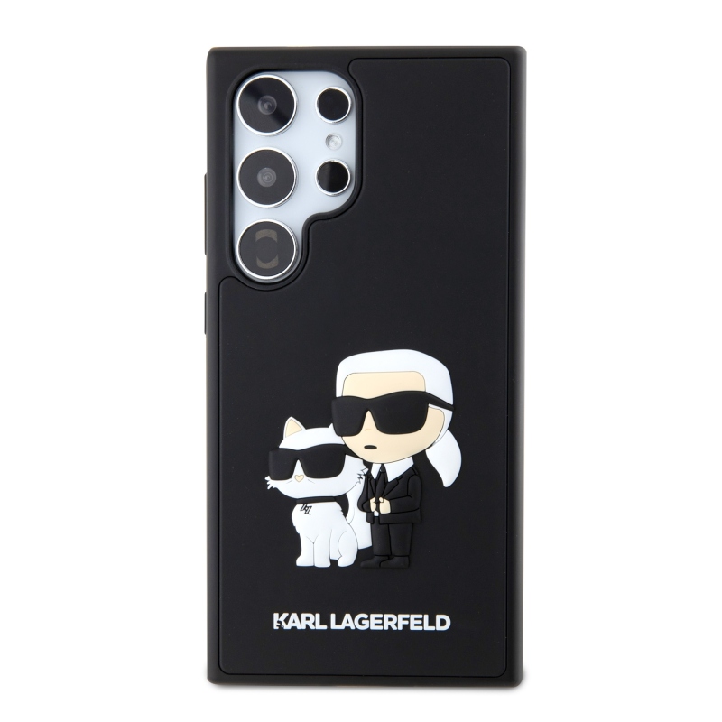 Karl Lagerfeld 3D gumiból készült Karl és Choupette hátlap Samsung Galaxy S24 Ultra fekete