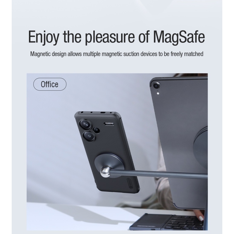 Nillkin Super Frosted PRO mágneses hátlap Xiaomi Redmi Note 13 Pro+ 5G Fekete fekete