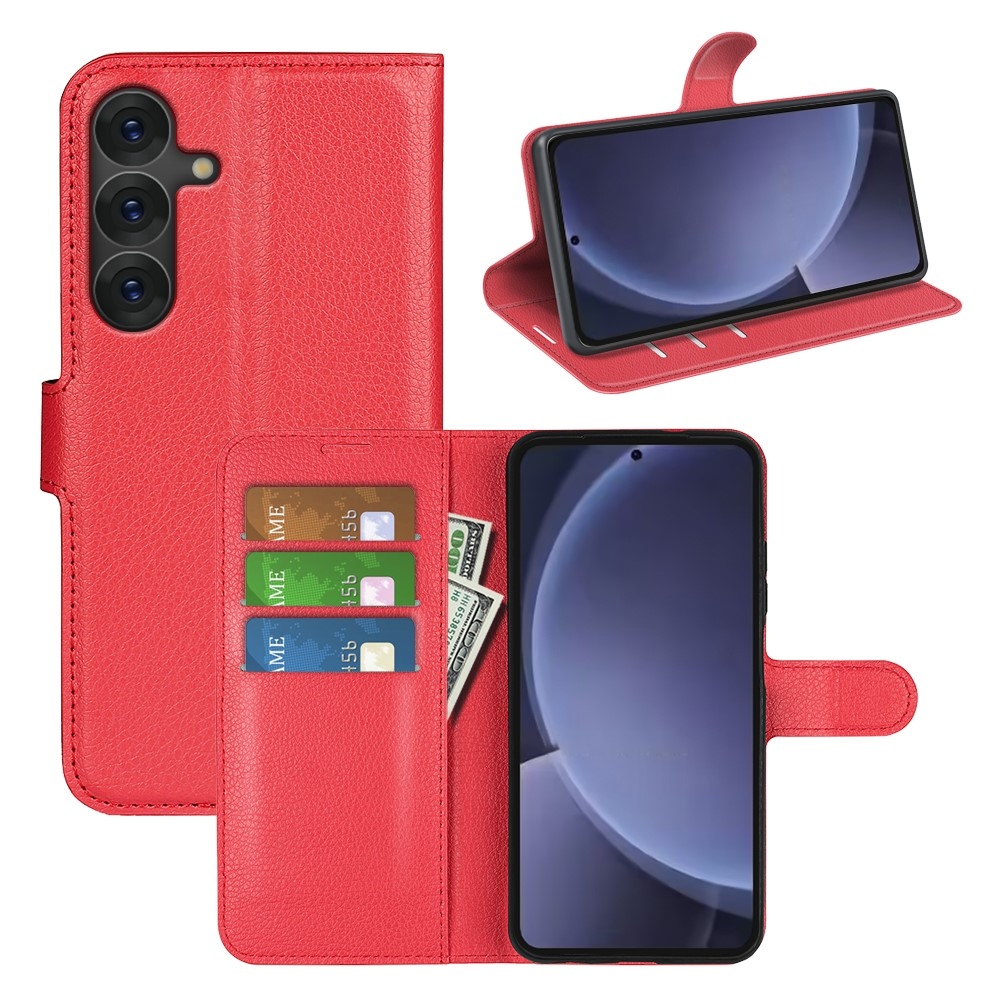 Litchi könyv tok Samsung Galaxy S25+ készülékhez - piros