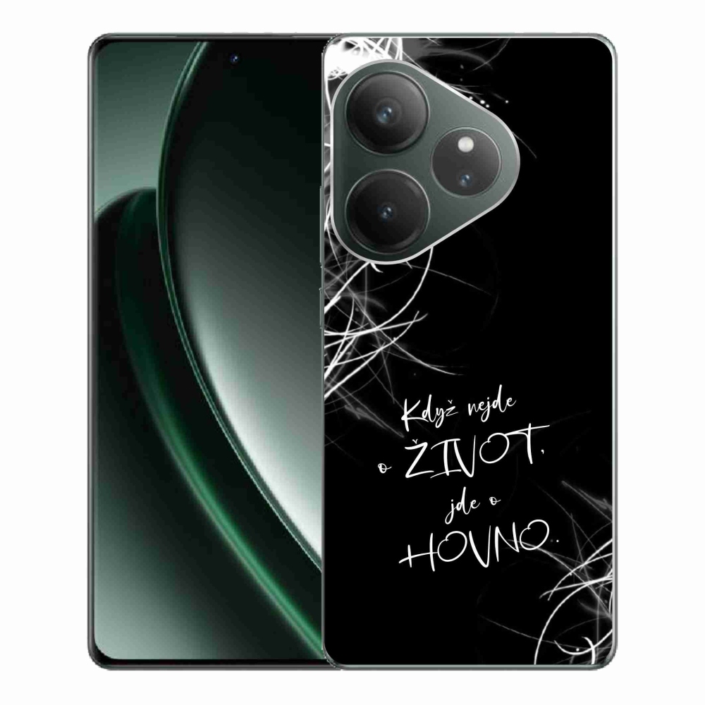 Gél borítás mmCase a Realme GT 6 5G/GT 6T 5G számára - vicces szöveg 16 fekete háttér