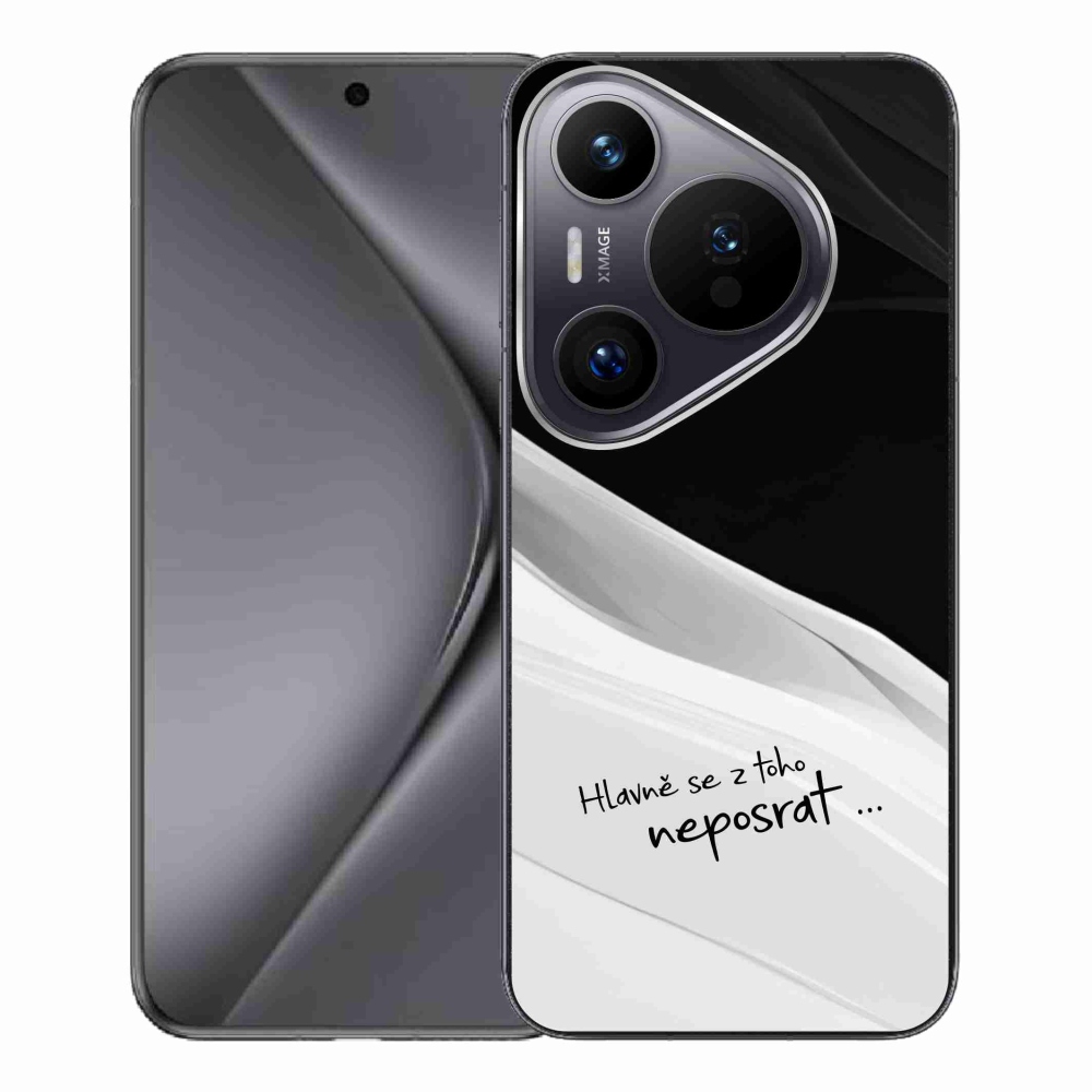 Gél borító mmCase a Huawei Pura 70 Pro készülékhez - vicces szöveg 13 fehér és fekete háttérrel