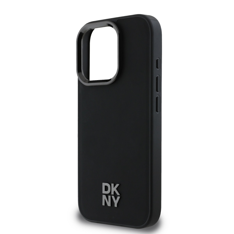 DKNY PU bőr Stack Logo Magsafe hátlap iPhone 16 Pro Fekete